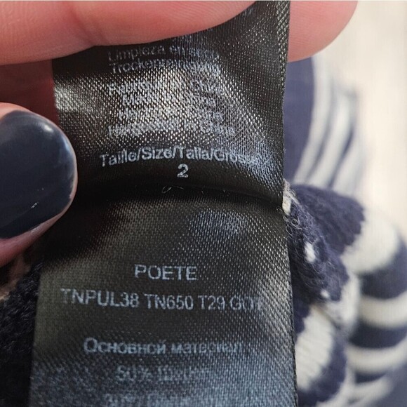 Tara Jarmon Blue and White Crew Neck Sweater - Picture 9 of 10